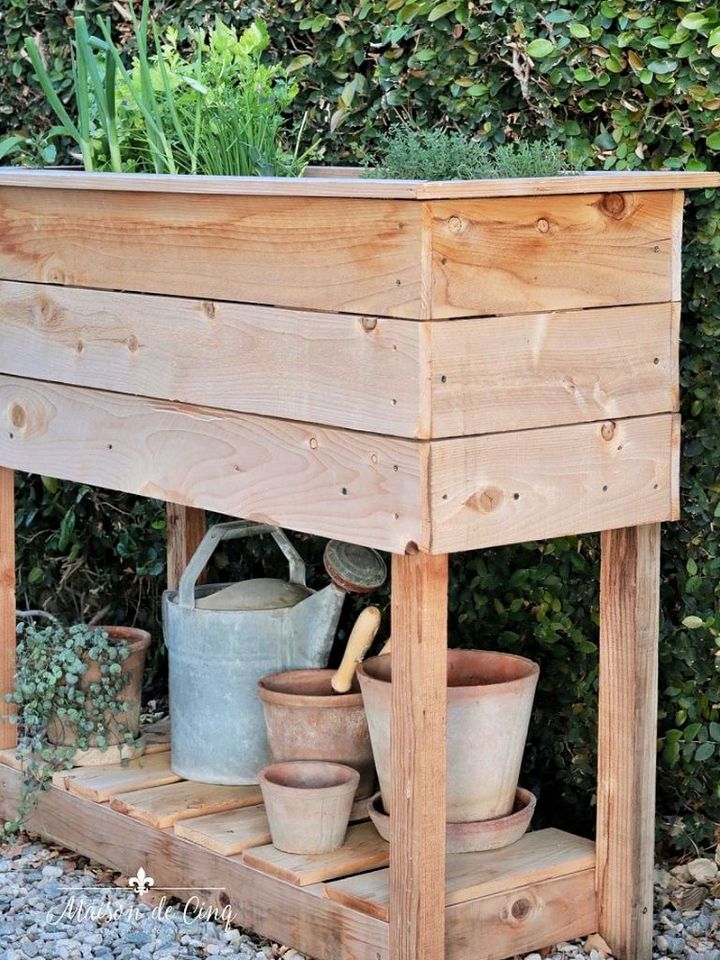 DIY Raised Herb Garden Planter Box
