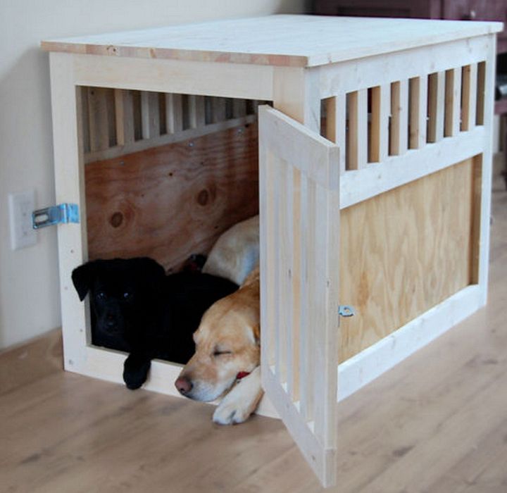 Large Wood Pet Kennel End Table