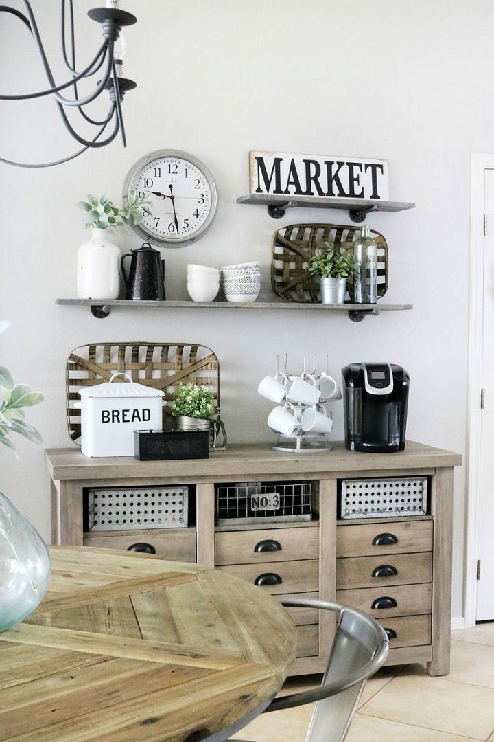 Modern Farmhouse Inspired Coffee Bar Station