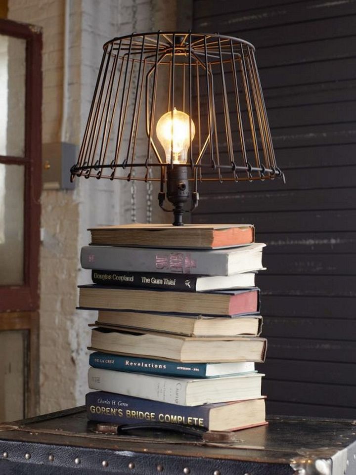 DIY Stacked Books Table Lamp Tutorial