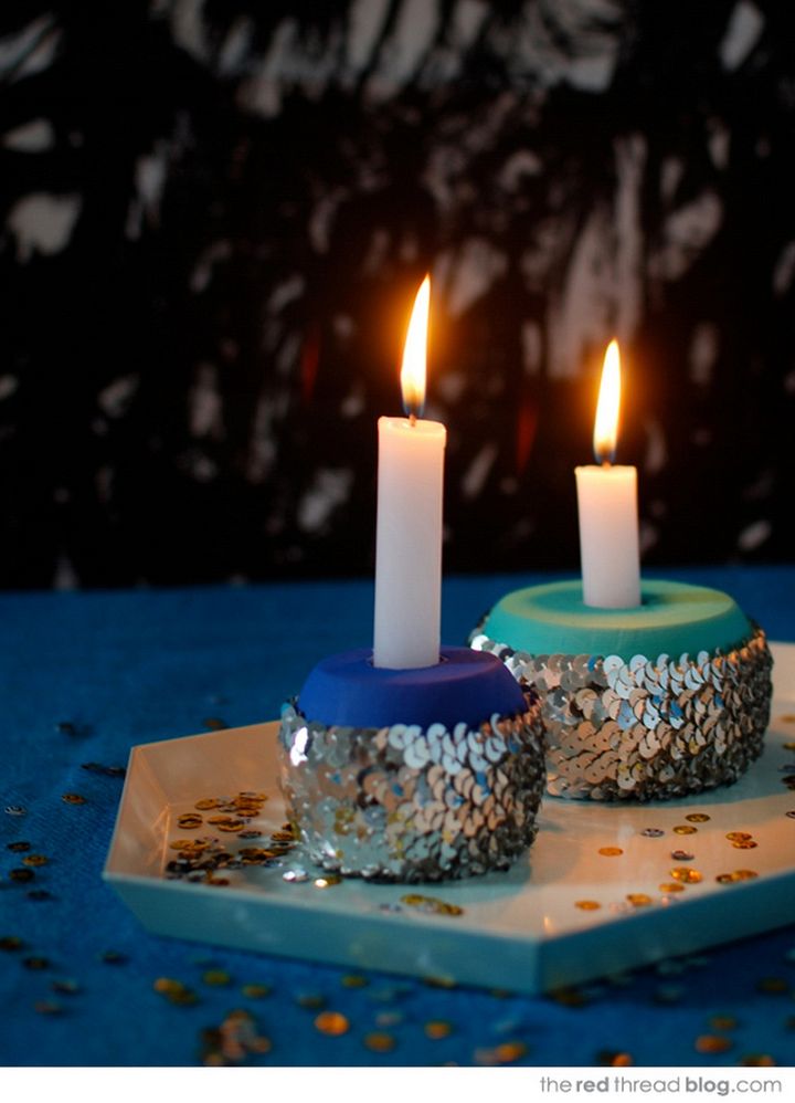Make Sequin Candle Holders For Your Festive Table