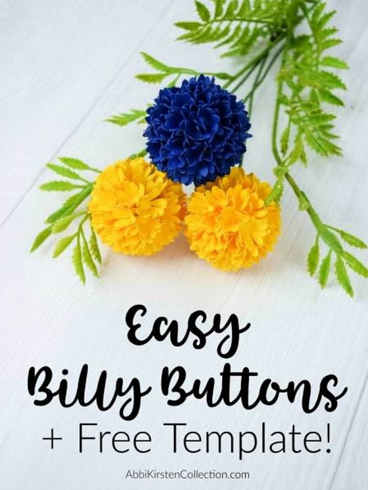Billy Button Paper Flower Tutorial and Free Template