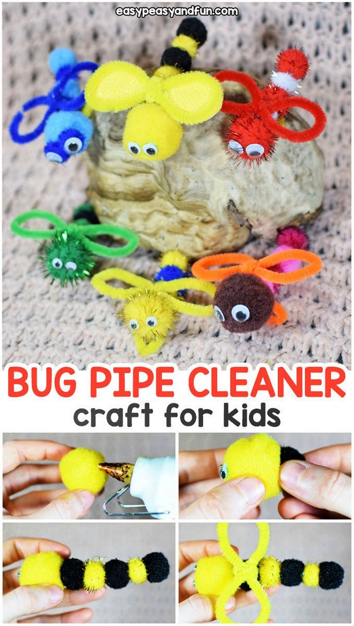 Bug Pipe Cleaner Crafts with Pom Poms