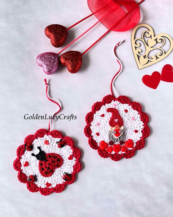Crochet Valentines Day Ornaments