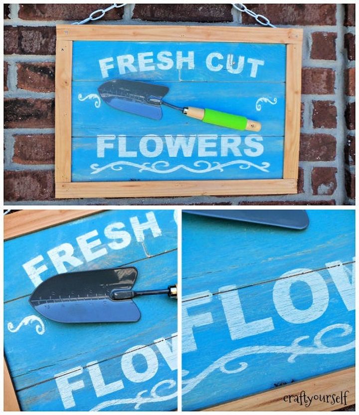 DIY Fresh Cut Flowers Rustic Outdoor Garden Sign