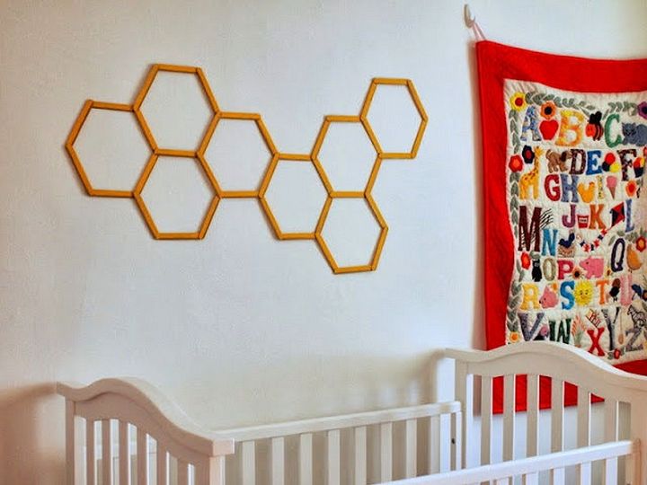 DIY Honeycomb Hexagon Popsicle Stick Wall Art