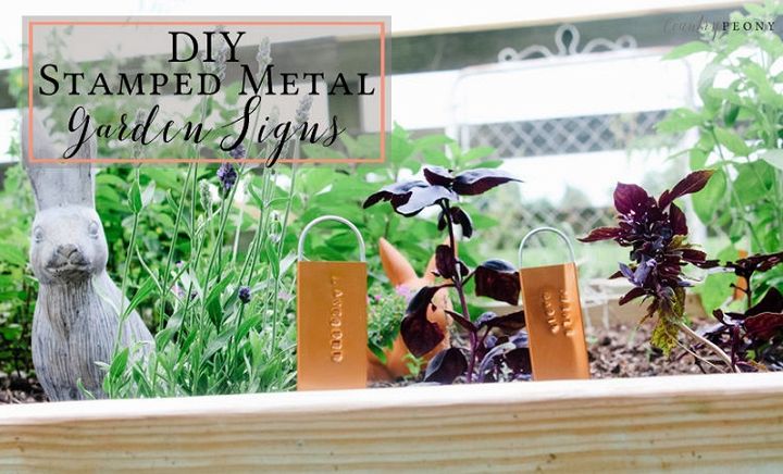 DIY Stamped Metal Garden Signs
