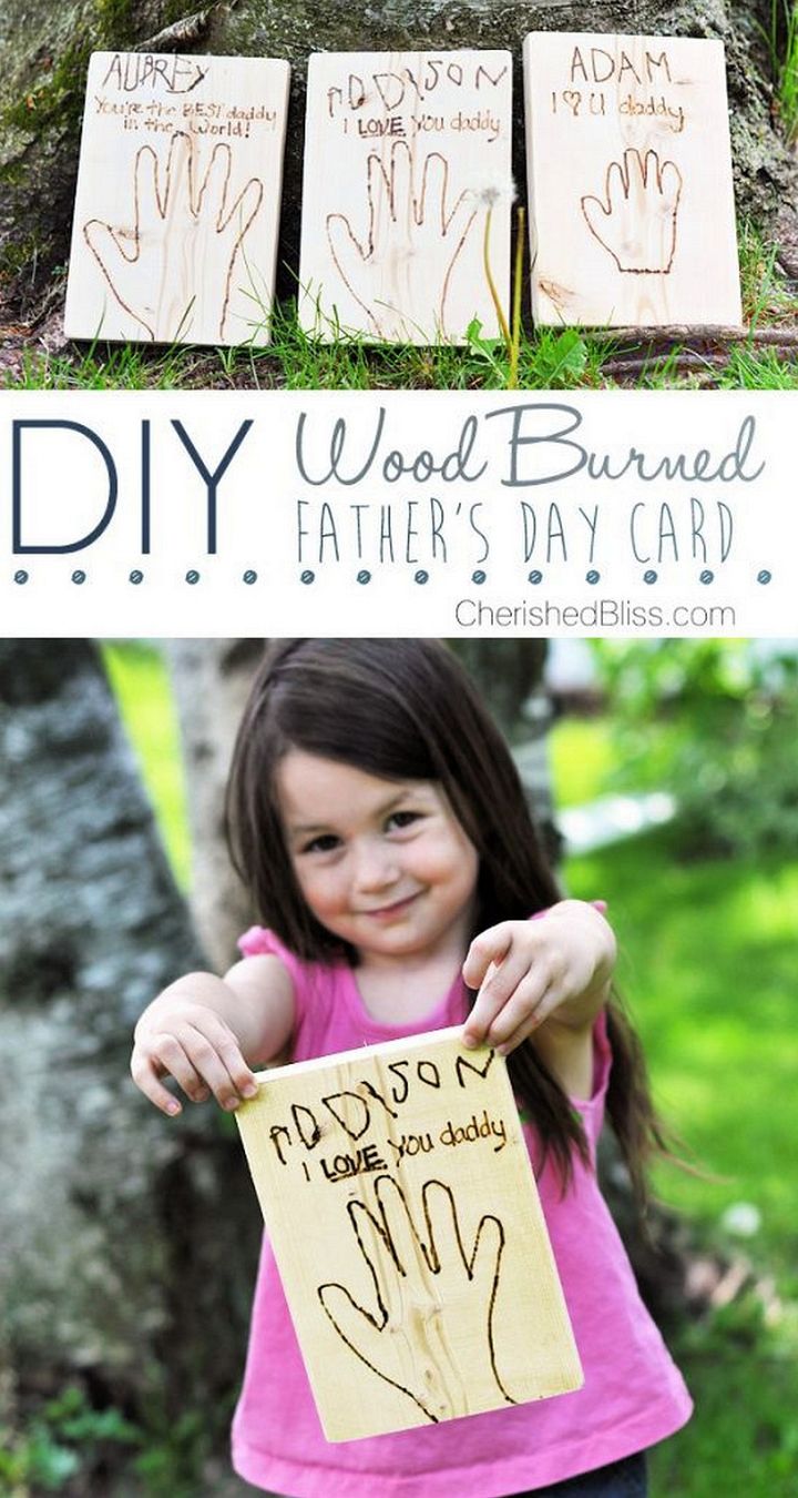 DIY Wood Burned Fathers Day Card