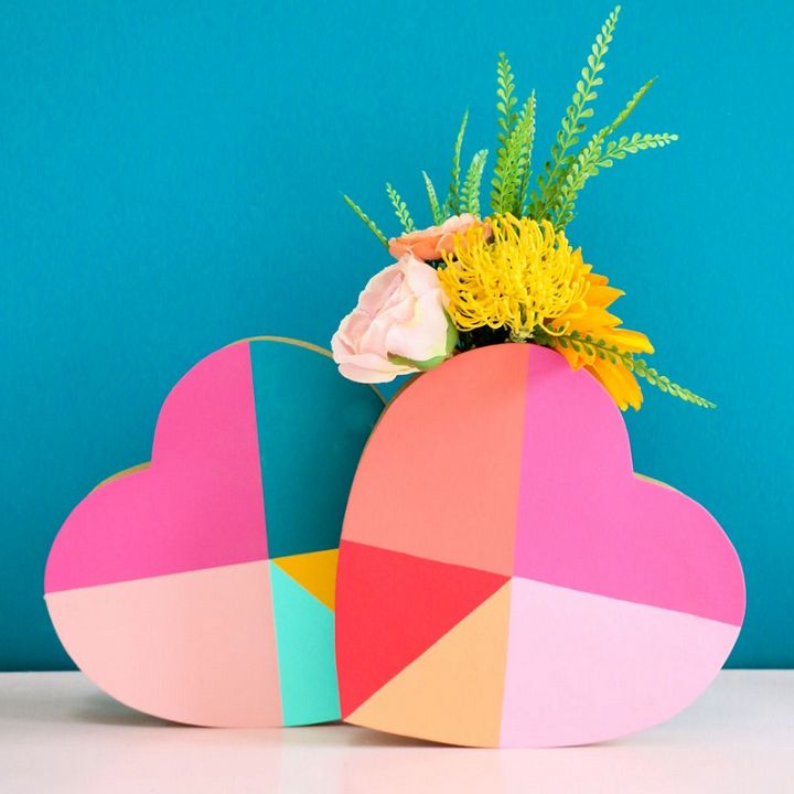 How To Make Geometric Heart Flower Vases