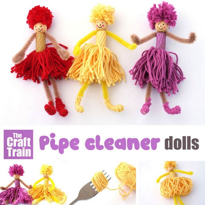 Pom Pom And Pipe Cleaner Dolls