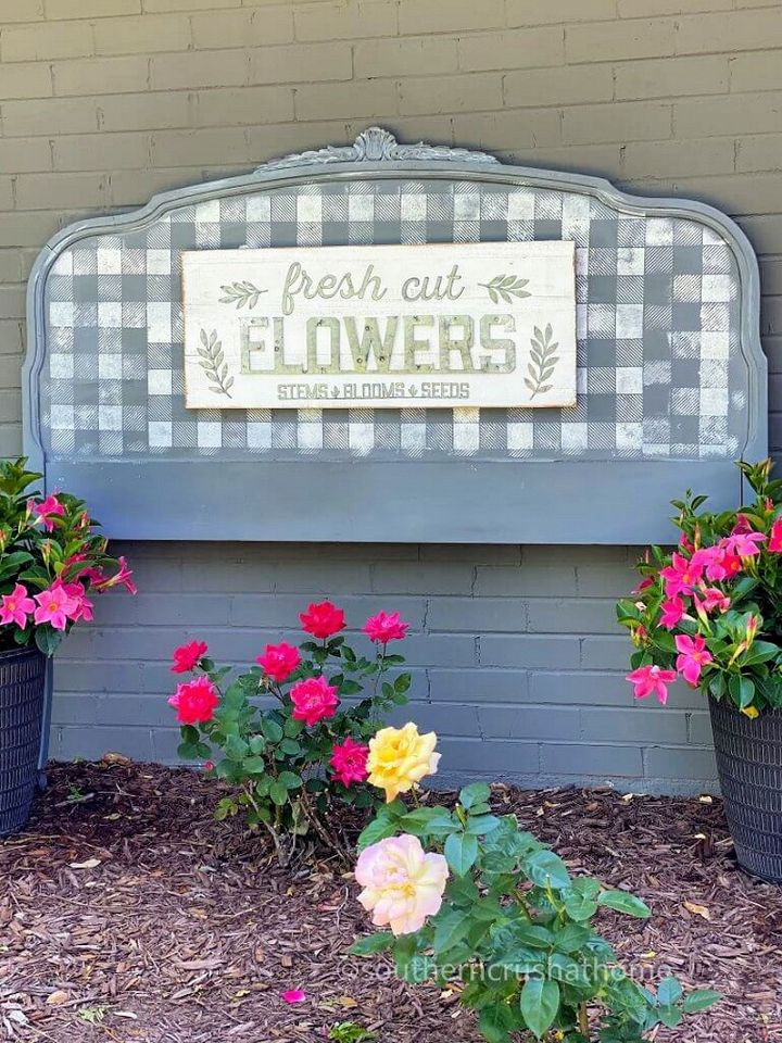 Repurposed Headboard Garden Sign