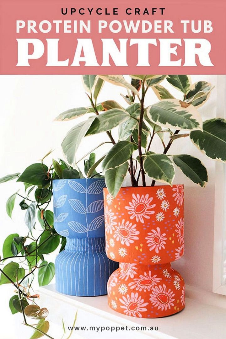 Upcycle Craft Protein Powder Tub Planter