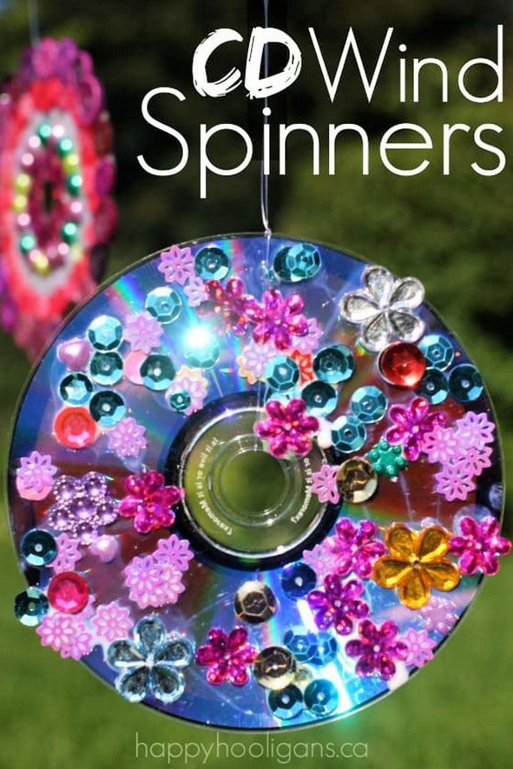 Vibrant CD Wind Spinners Made from Old CDs