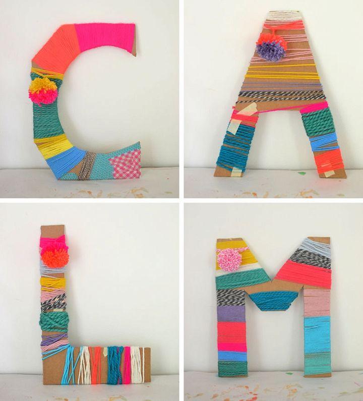 Yarn Wrapped Cardboard Letters