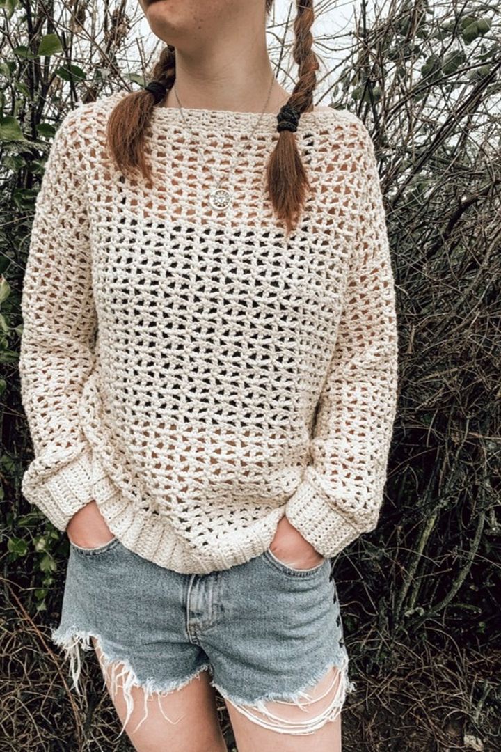 Crochet Spring Mesh Sweater