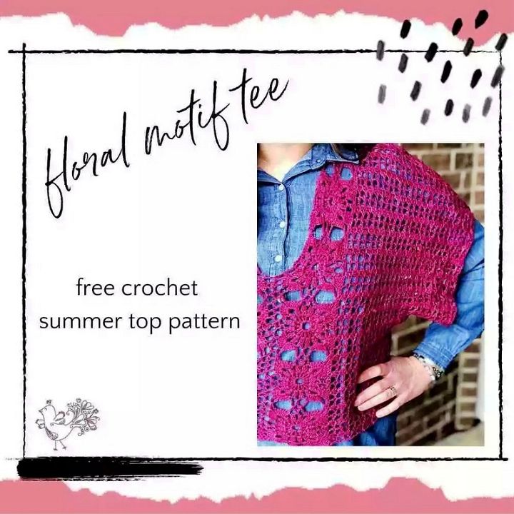 Crochet Summer Sweater Floral Motif Tee