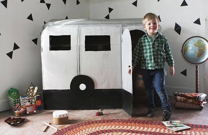 DIY Cardboard Camper Playhouse