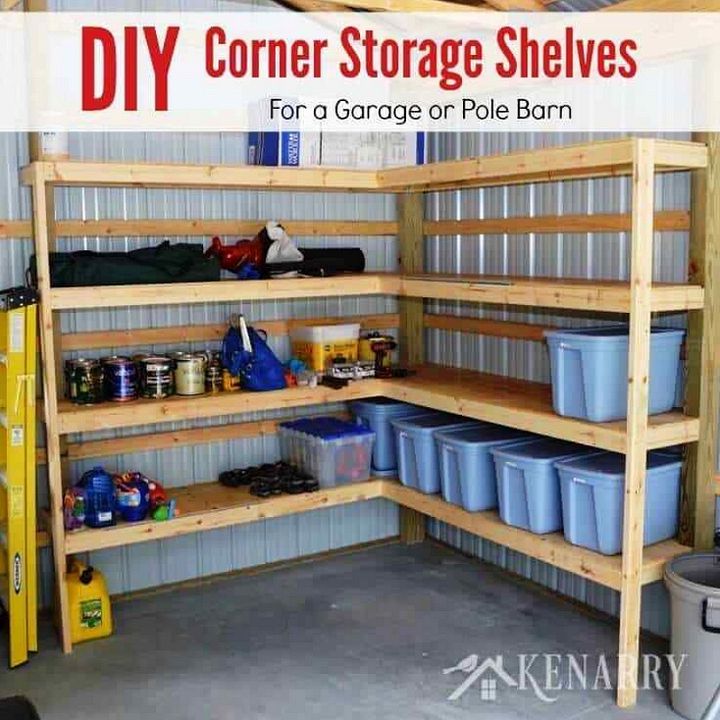 DIY Corner Shelves For Garage Or Pole Barn Storage