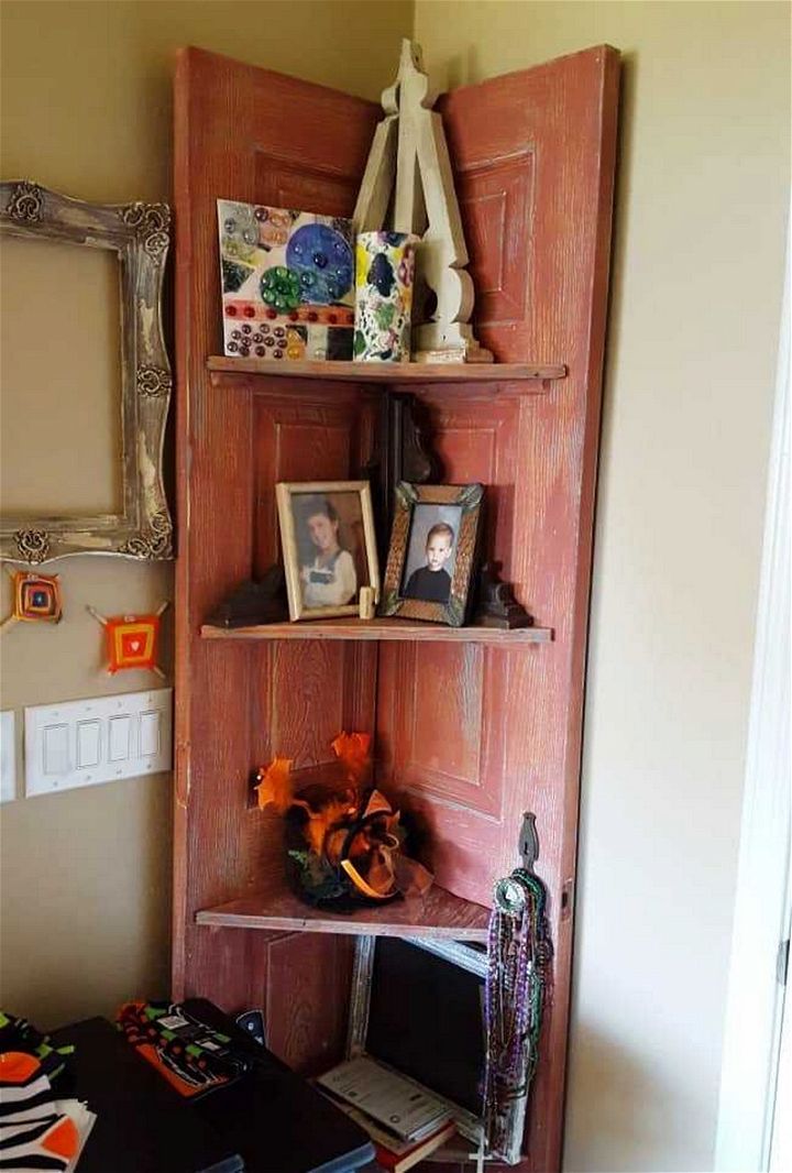 DIY Corner Shelves from a Reclaimed Door