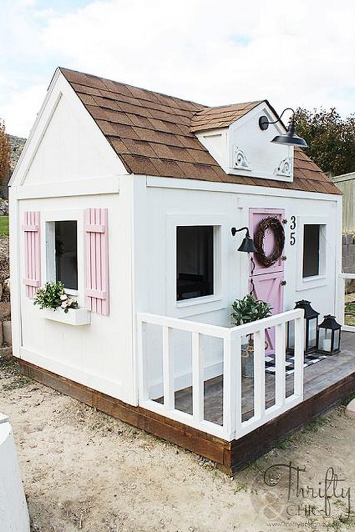 DIY Farmhouse Style Outdoor Kids Playhouse