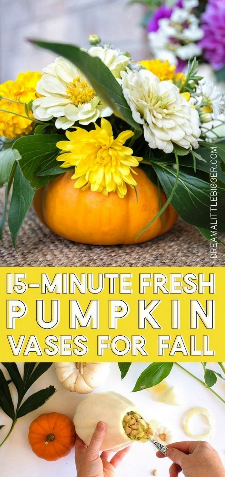 DIY Fresh Pumpkin Vase for Fall Flowers