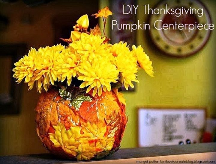 DIY Thanksgiving Pumpkin Vase Centerpiece