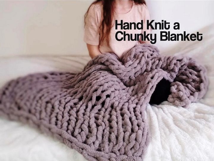 Easy Chunky Hand Knitted Blanket in One Hour