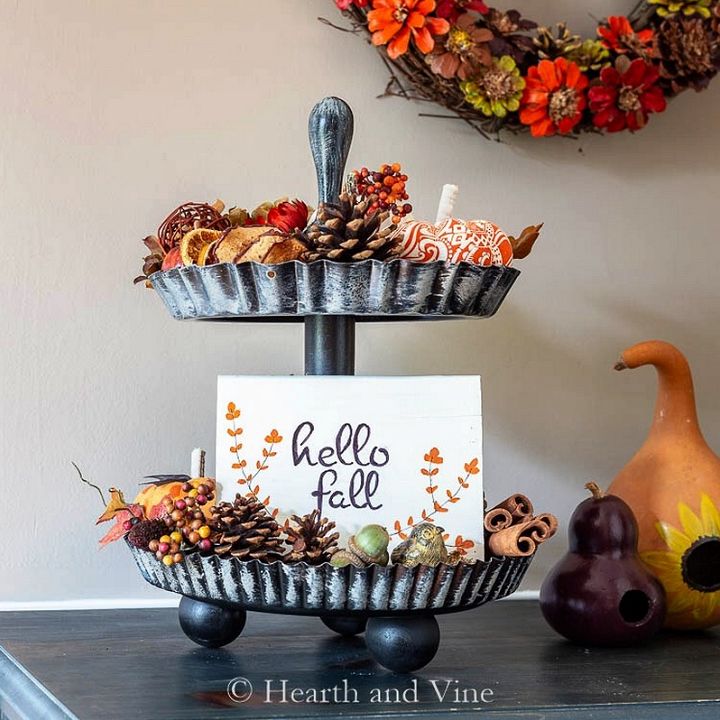 Fall Tiered Tray DIY Made Easy with Thrift Store Finds