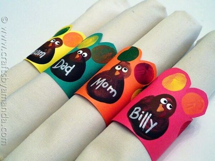 Fingerprint Turkey Napkin Rings