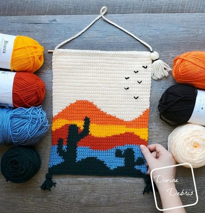 Go Southwestern with the Cool Cactus Wall Hanging Free Crochet Pattern
