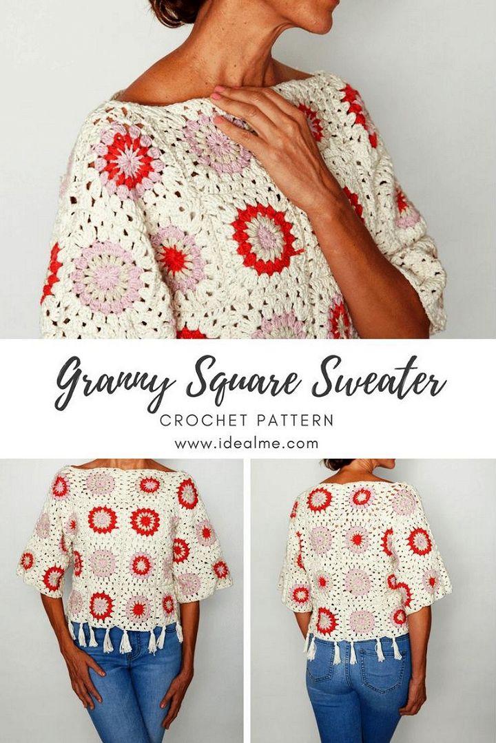 Granny Square Sweater Crochet Pattern