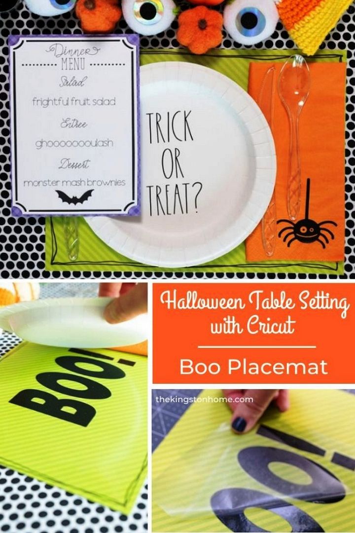 Halloween Table Setting with Cricut Boo Placemat