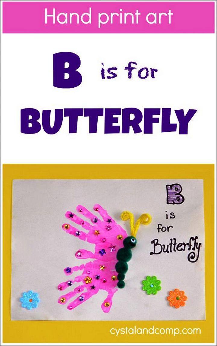 Hand Print Art B is for Butterfly