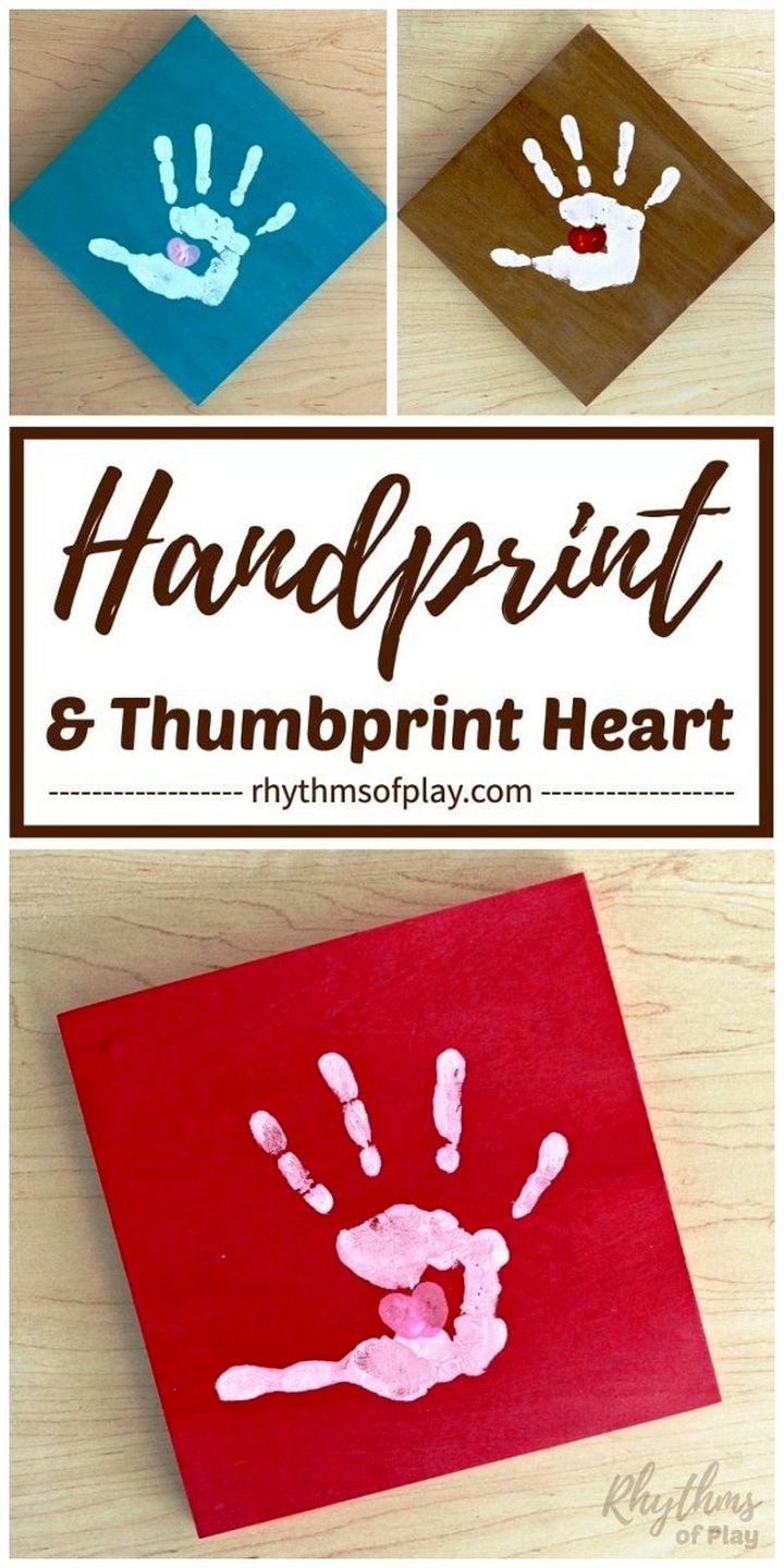 Handprint Art with a Thumbprint Heart Craft