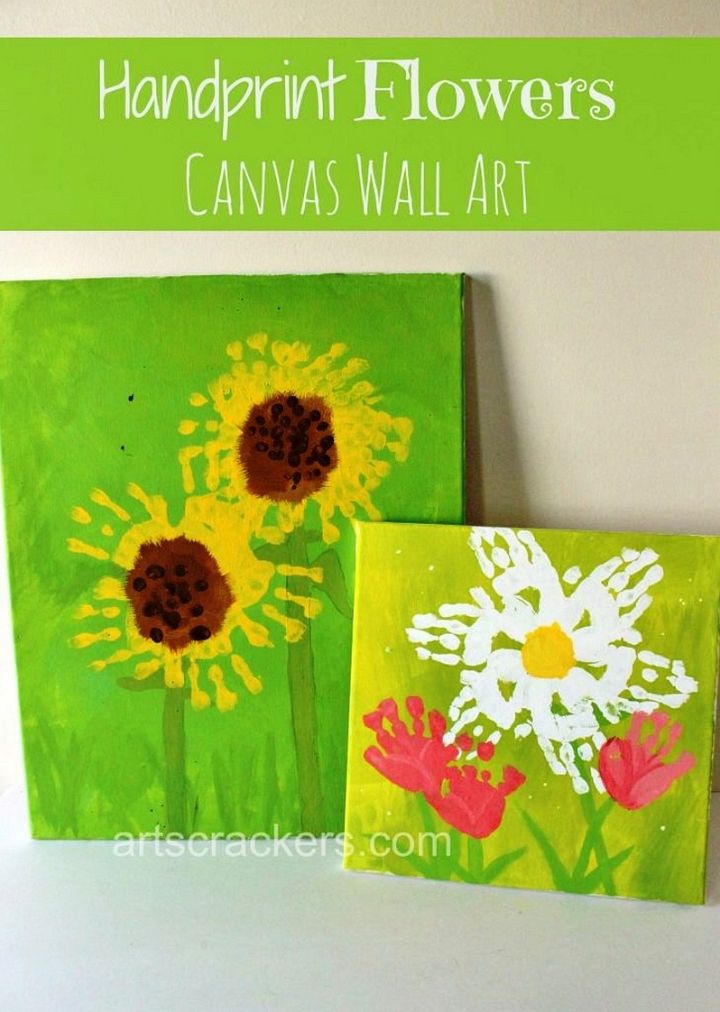 Handprint Flowers Canvas Wall Art Step by Step Tutorial