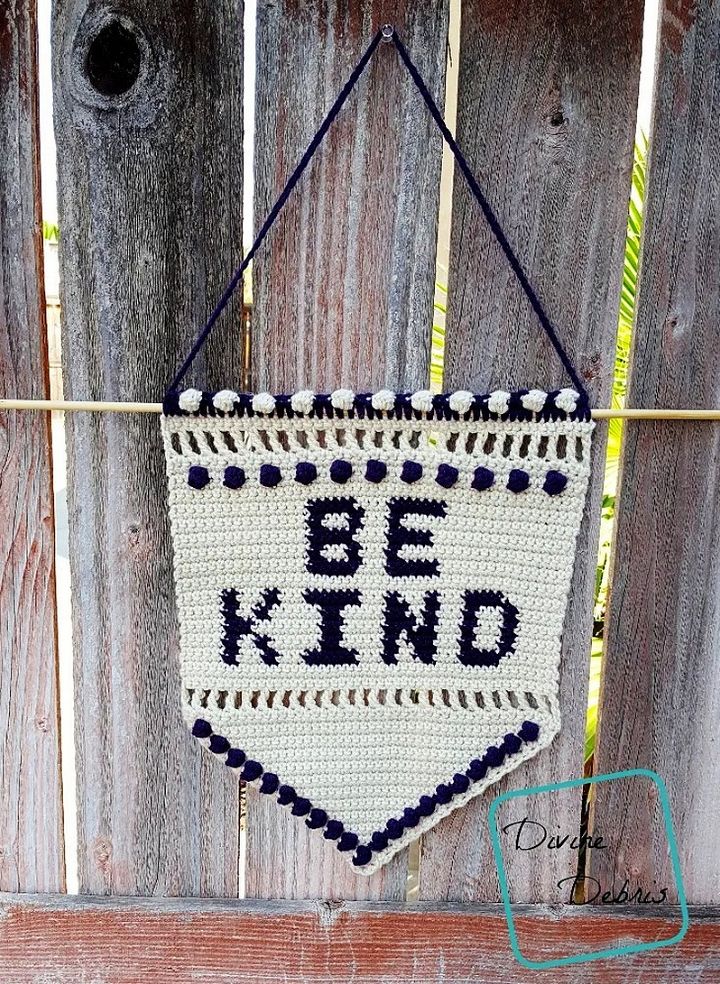 Kindness Costs You Nothing – The Be Kind Wall Hanging Free Crochet Pattern
