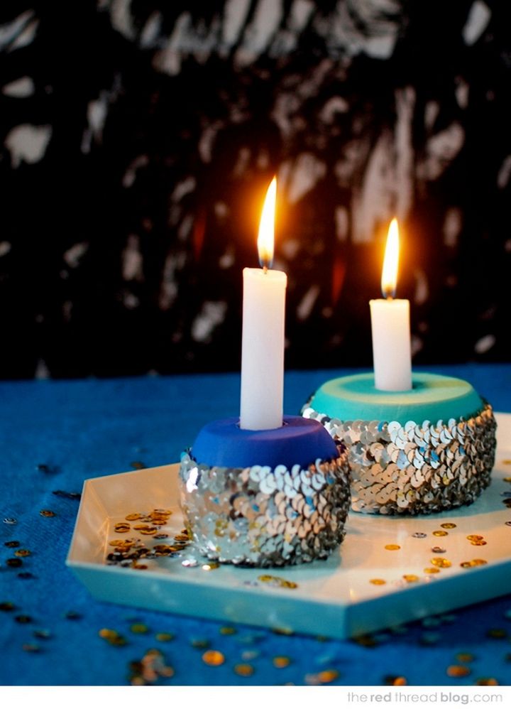 Make Sequin Candle Holders For Your Festive Table