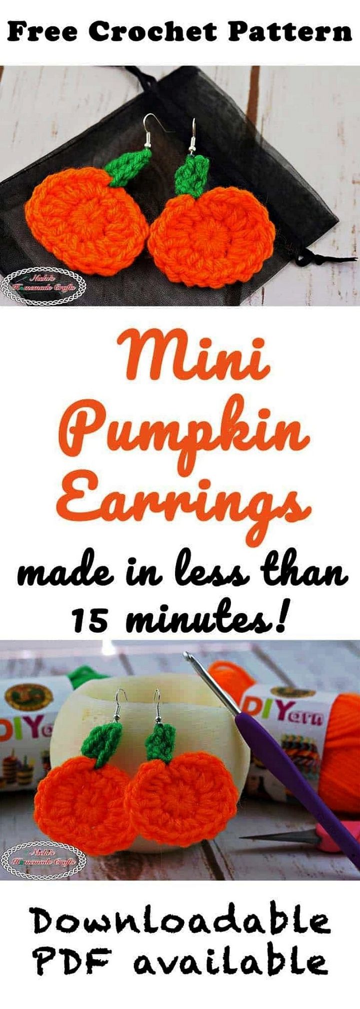 Mini Pumpkin Earrings – Free Crochet Pattern