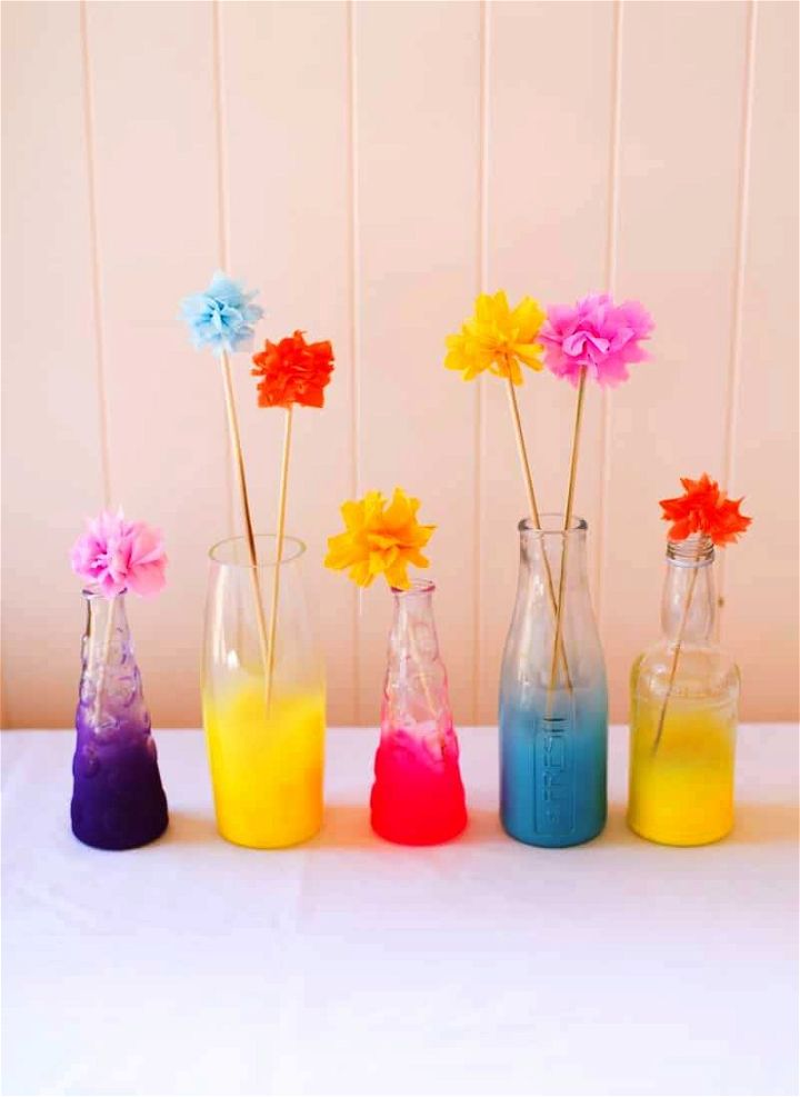Neon Coloured Ombre Spray Painted Bottles