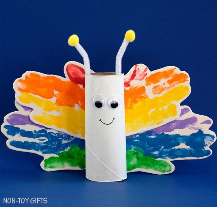 Paper Roll Rainbow Butterfly Craft for Kids