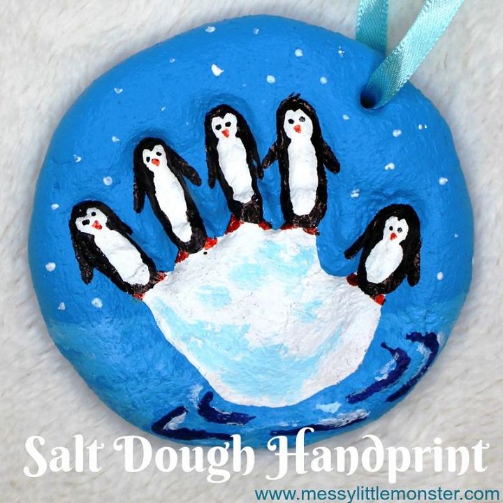 Penguin Craft Salt Dough Handprint Ornament