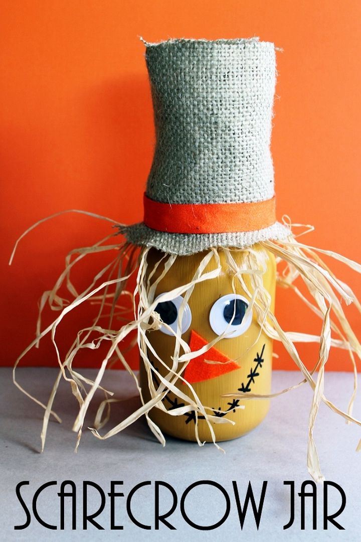 Scarecrow Mason Jar Fall Craft Idea