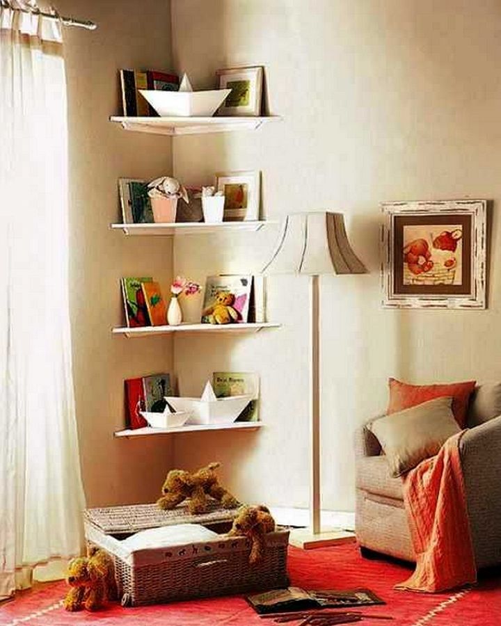 Simple DIY Corner Book Shelves Adding Storage Spaces to Small Kids Rooms