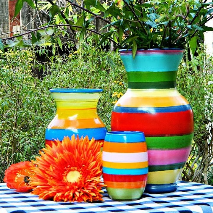 Simple Striped Spring Vases