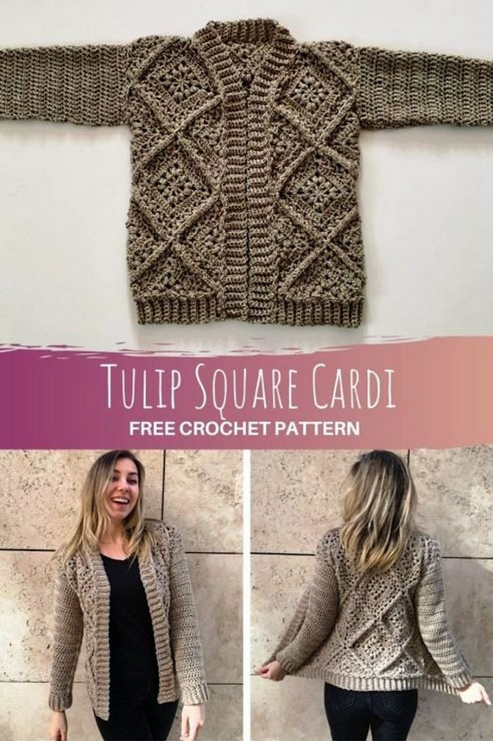 Tulip Square Cardi Free Crochet Pattern