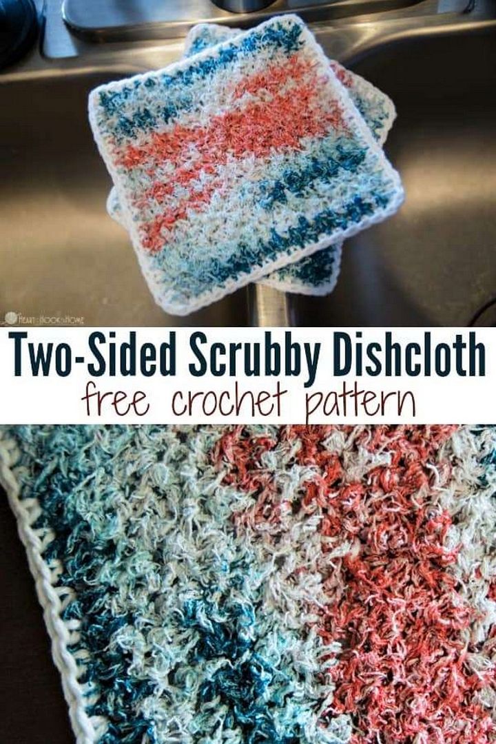 Two Sided Scrubby Dishcloth Free Crochet Pattern