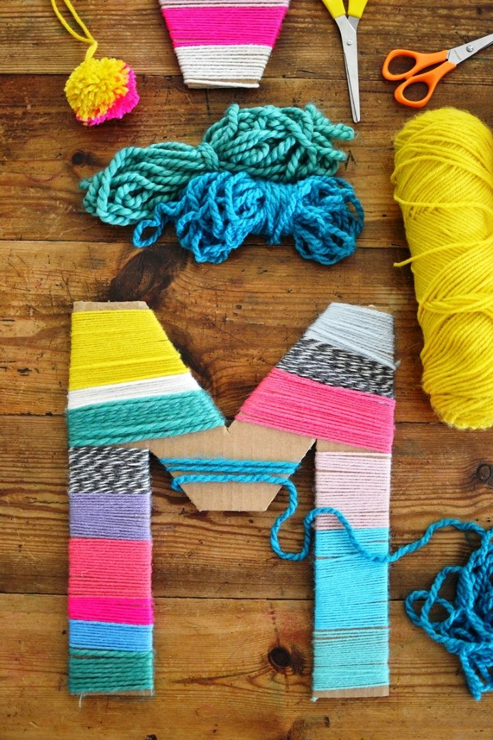 Yarn Wrapped Cardboard Letters