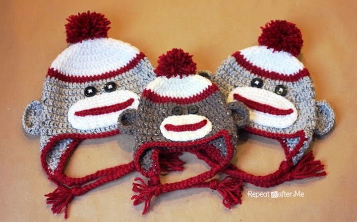 crochet sock monkey hat pattern