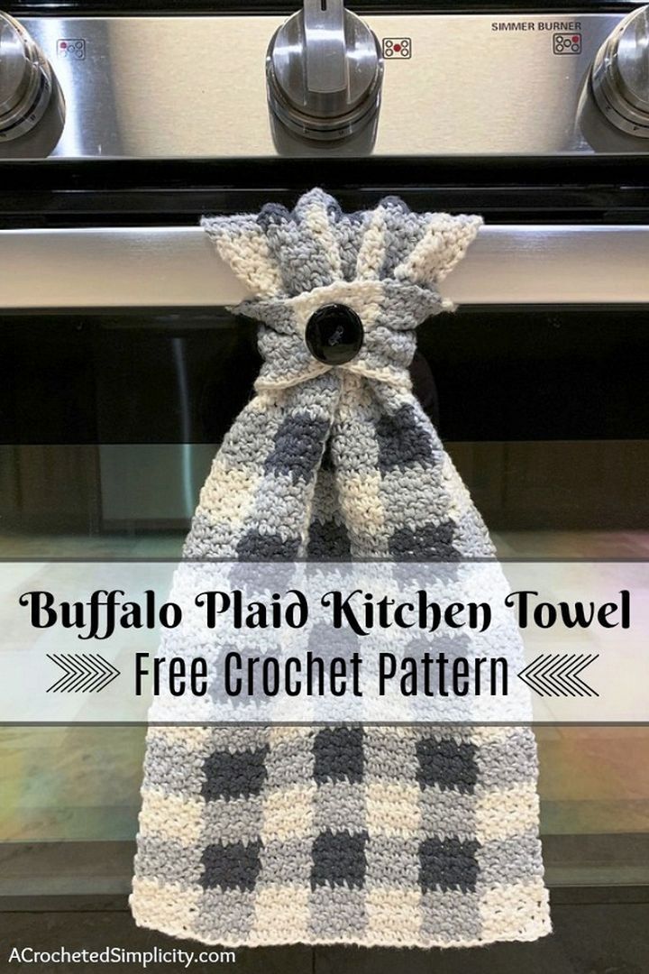 Buffalo Plaid Kitchen Towel – Free Crochet Towel Pattern