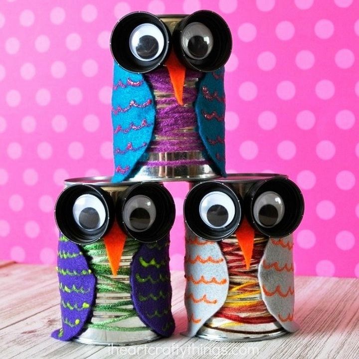 Colorful Tin Can Owl Craft